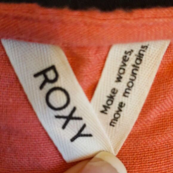 ROXY Sweeter Than This Knotted Crop top, coral pink/orange, linen blend xs - Picture 5 of 10